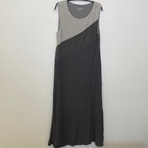 Soft Surroundings Gray Colorblock Maxi Sleeveless Shift Dress EUC Sz Lg Petite